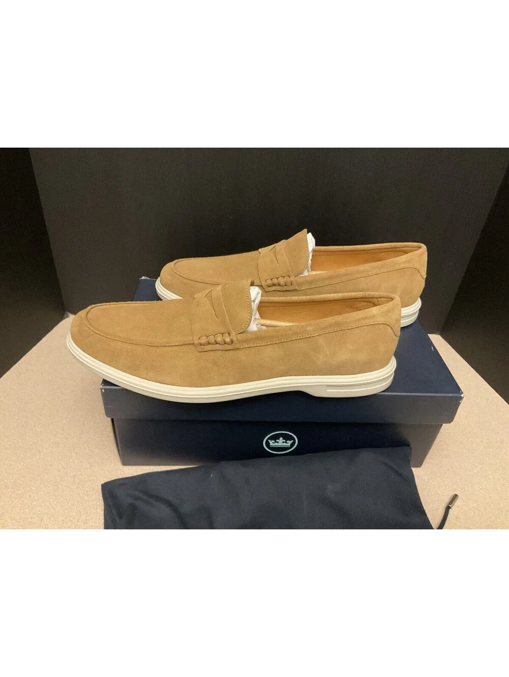 New! Mens Peter Millar Excursionist Truffle Brown/Torino Penny Loafers. SZ 10.5.